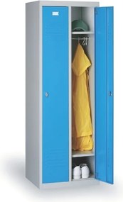 Kovová šatníková skrinka S2, 2-dverová, 1800 x 600 x 500 mm, otočný zámok, červené dvere