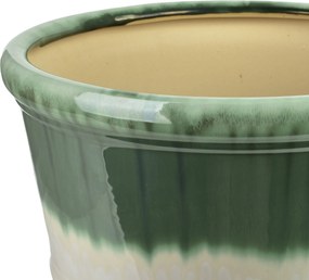 Sada 3 ks keramických květináčů Evro A2 krémová/zelená