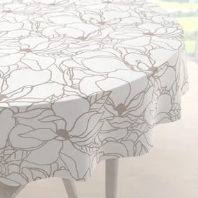 Biante Bavlnený okrúhly obrus Sandra SA-268 Béžové designové kvety na bielom Ø 100 cm