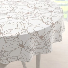 Biante Bavlnený okrúhly obrus Sandra SA-268 Béžové designové kvety na bielom Ø 130 cm