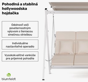 Blumfeldt FlexiSwing hollywoodska hojdačka 4-miestna Nastaviteľné operadlo + slnečná strieška, odolná voči poveternostným vplyvom