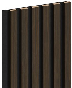 Mexen Lam-F, akustické stenové lamely 275 × 30 cm, plstený podklad 8 mm, technická dyha, orech pálený, S105-275307-3015-024