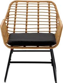 Garden Line ZÁHRADNÝ NÁBYTOK (2 STOLIČKY, STÔL) – HNEDÝ, VANKÚŠE – ČIERNE *3392