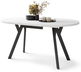 ALMO Matné biele/čierne nohy - OKRÚHLY LOFTOVÝ/INDUSTRIÁLNY ROZKLADACÍ STÔL DO OBÝVAČKY/JEDÁLNE