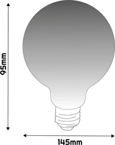 BERGE LED žiarovka G95 - E27 - 8W - FILAMENT - dymová - teplá biela
