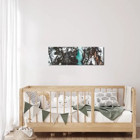 Obraz - horská rieka v zime (s hodinami) (90x30 cm)