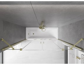 Mexen Velar Duo, vaňová zástena 2-krídlová s posuvnými dverami 190 x 150 cm, 8mm číre sklo, zlatý matný profil, 896-190-000-02-55