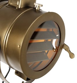 Trojnohá stojaca lampa bronzová s dreveným štúdiovým bodovým svetlom - Radient