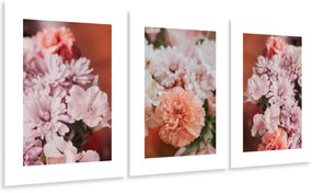 Gario Sada plagátov Kvitnúce jesenné kvety - 3 dielna Farba rámu: Zlatá, Veľkosť: 135 x 63 cm