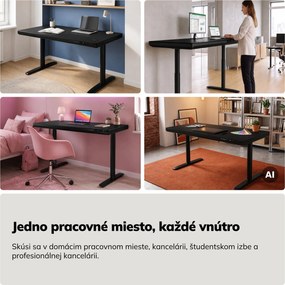 Elektrický písací stôl sit-stand so zásuvkou a bezdrôtovou nabíjačkou Qi čierny, 1400 mm: ELLIS