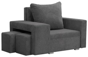 Kreslo pre 1 osobu s funkciou spania DOTA + 2 taburety Tmavošedá