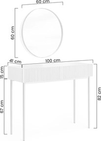Toaletný stolík Nicole so zrkadlom 60 cm - čierny mat / čierna