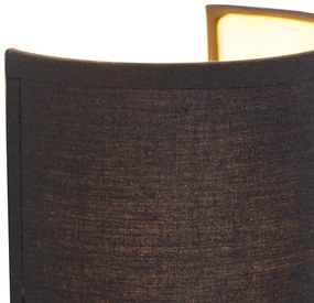 Moderná nástenná lampa čierna a zlatá - Simple Drum