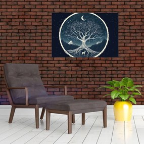 Obraz – Magický strom s jeleňom II. (90x60 cm)