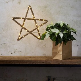LED dekoračná hviezda Jutta, jutové lano