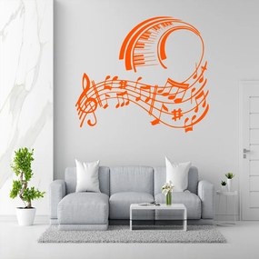 Veselá Stena Samolepka Skladba pre klavír Farba: oranžová, Veľkosť: 60 x 52 cm