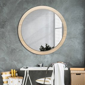 Okrúhle ozdobné zrkadlo na stenu Ľahké drevo fi 100 cm