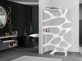 Mexen Kioto L, sprchová zástena Walk-In 100 x 200 cm, 8mm číre sklo biely vzor, medený matný profil, 800-100-103-65-85