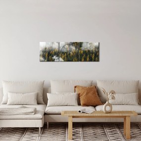Obraz lesa v mrakoch (s hodinami) (90x30 cm)