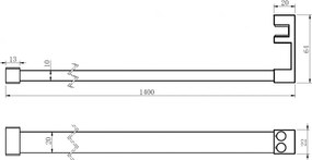 Mexen Kioto, vešiak na uteráky pre sprchovú zástenu, max. 140 cm, chrómová, 800-06-01