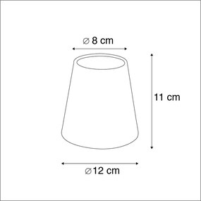 Bavlnený klip-on tienidlo čierny 12 cm okrúhly so zlatým vnútrom
