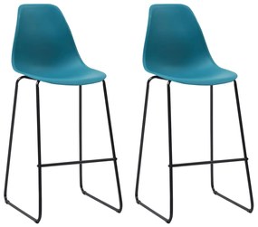 Barové stoličky 2 ks, tyrkysové, plast