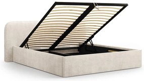 Béžová čalúnená dvojlôžková posteľ s úložným priestorom s roštom 200x200 cm Elizabeth – Micadoni