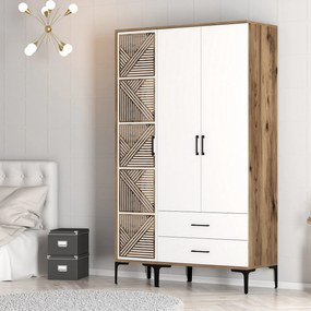 Šatníková skriňa Kiara PT (orech + biela). Akcia -18%. Vlastná spoľahlivá doprava až k Vám domov. 1088433