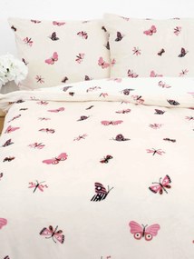 Predĺžené obliečky mikroplyš Exclusive – Motýliky béžové