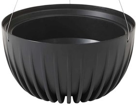 ZÁVESNÝ PLASTOVÝ KVETINÁČ STRIPPED ECO 16X30 CM ČIERNA