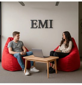 Sedací vak hruška semišová červená EMI