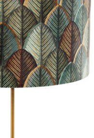 Stolová lampa bronzová s velúrovým tienidlom s dizajnom listov a zlatým vnútorným povrchom - Parte