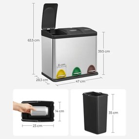 Odpadkový kôš strieborný AUK-E1124 CR