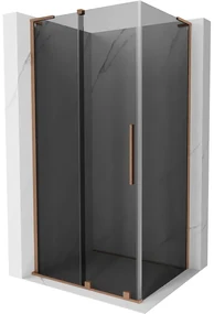 Mexen Velar L, sprchový kút s posuvnými dverami 100 x 85 cm, 8mm šedé sklo, medená matná, 871-100-085-43-65