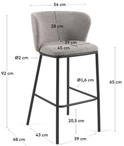 Svetlosivá barová stolička (výška sedadla 65 cm) Ciselia – Kave Home