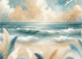 Obraz – Maľovaná pláž v jemných farbách (70x50 cm)