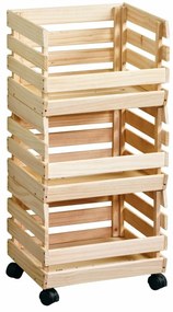 Kesper 69581 Regál na ovocie a zeleninu s kolieskami borovice, 80 x 37 x 30 cm