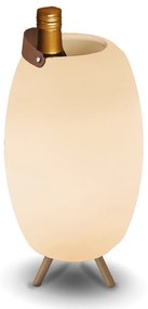 Stojacia lampa biela 40,5 cm vrátane LED a reproduktora, stmievateľná RGB IP44 s diaľkovým ovládaním - Apolo