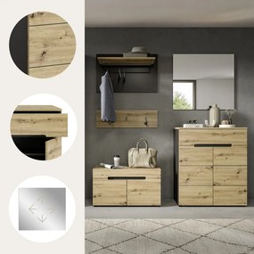 Predsieňová zostava Cano (5-dielna), šedá/dub artisan