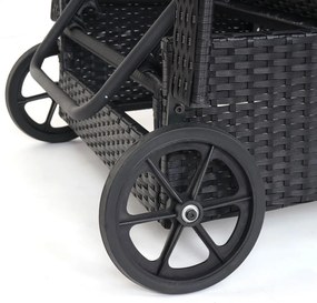 Lehátko Carrara, polyratan / hliník - antracit, svetlozelený vankúš