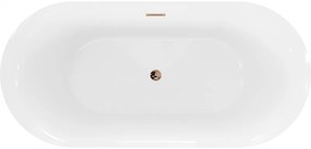 Mexen Roxy, voľne stojaca vaňa 170 x 80 cm, biela-čierna, ružové zlato prepad, 51201708075-60