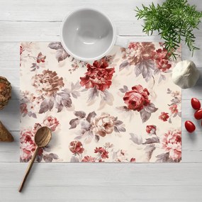 Biante Zamatové prestieranie na stôl Tamara TMR-017 Červené pivonky na pieskovom 30x40 cm