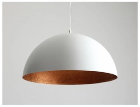 Biele závesné svietidlo s detailom v medenej farbe CustomForm Lord, ø 50 cm