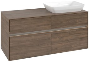 VILLEROY &amp; BOCH Collaro závesná skrinka pod umývadlo na dosku (umývadlo vpravo), 4 zásuvky, s LED osvetlením, 1200 x 500 x 548 mm, Arizona Oak, C114B0VH