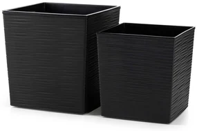 PLASTOVÝ KVETINÁČ FLORE RIFLO SADA 2KS 30X30 CM+25X25 CM ČIERNA