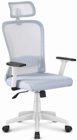 PreHouse Ergonomická otočná kancelárska stolička Hell's Chair HC- 1022 Grey White FABRIC
