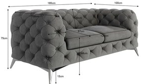 Sivá zamatová pohovka 185 cm Chelsea – Ropez