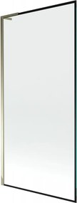 Mexen Next L, 1-krídlová vaňová zástena 90 x 150 cm, 6mm číre sklo-čierny vzor, zlatý lesklý profil, 895-090-000-03-70-50