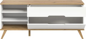 Televizna skrinka Scandi, biela/dub nox