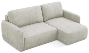 Krémová ženilková rozkladacia/s úložným priestorom rohová pohovka (pravý roh/s leňoškou) Lilo – Makamii